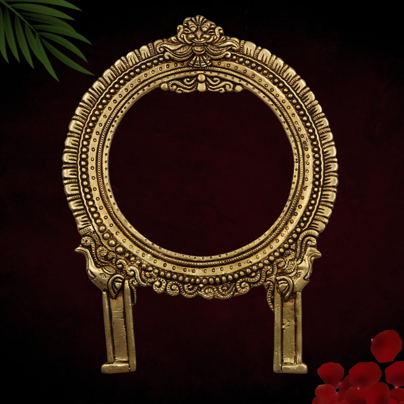 Brass Prabhavali for Idols Handcrafted – Traditional Temple Arch Frame | Prabhamandala Tiruvasi Aura Backplate for God Statue | Decorative Pooja Mandapam Wall Hanging, Gold, 11 Inch, 1 Piece