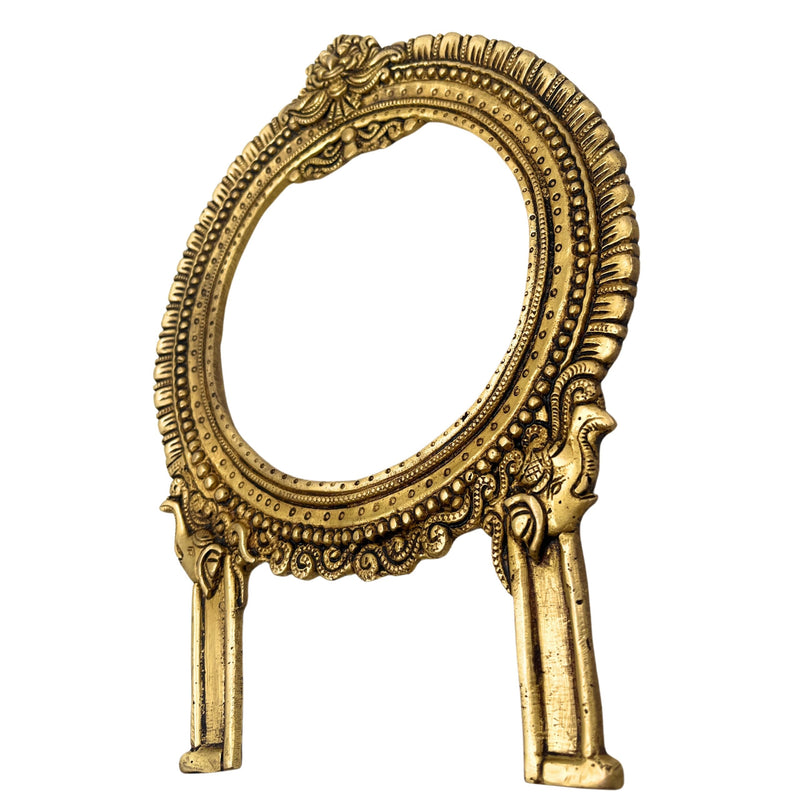 Brass Prabhavali for Idols Handcrafted – Traditional Temple Arch Frame | Prabhamandala Tiruvasi Aura Backplate for God Statue | Decorative Pooja Mandapam Wall Hanging, Gold, 11 Inch, 1 Piece