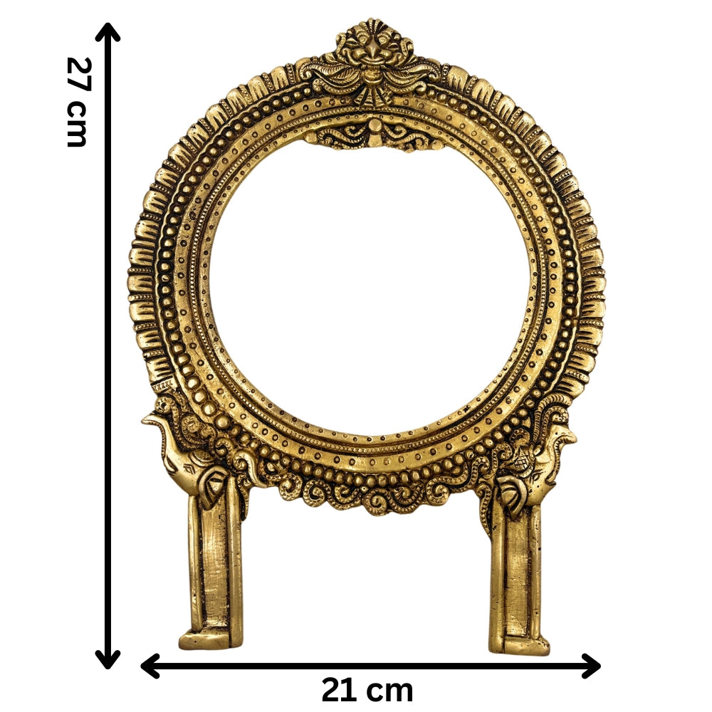 Brass Prabhavali for Idols Handcrafted – Traditional Temple Arch Frame | Prabhamandala Tiruvasi Aura Backplate for God Statue | Decorative Pooja Mandapam Wall Hanging, Gold, 11 Inch, 1 Piece