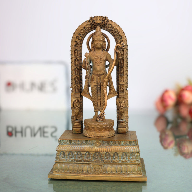 Handcrafted Bronze Ayodhya Ram Ji Idol | Panchaloha Ram Murti | Lord Shri Ram Copper Statue | Maryada Purushottam Ram Lalla Sculpture,Brown, 6 Inch, 1 Piece