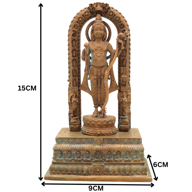 Handcrafted Bronze Ayodhya Ram Ji Idol | Panchaloha Ram Murti | Lord Shri Ram Copper Statue | Maryada Purushottam Ram Lalla Sculpture,Brown, 6 Inch, 1 Piece