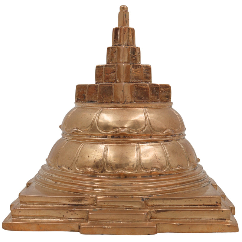 Handmade Bronze Panchaloha Shri Yantra Idol, Traditional Vastu Yantra for Prosperity, Wealth & Spiritual Balance, Sri Chakra Sculpture,Brown, 6 Inch, 1 Piece