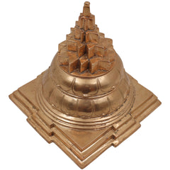 Handmade Bronze Panchaloha Shri Yantra Idol, Traditional Vastu Yantra for Prosperity, Wealth & Spiritual Balance, Sri Chakra Sculpture,Brown, 6 Inch, 1 Piece