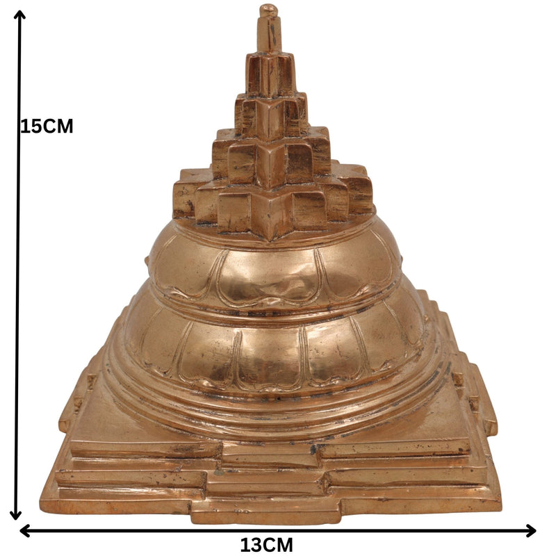 Handmade Bronze Panchaloha Shri Yantra Idol, Traditional Vastu Yantra for Prosperity, Wealth & Spiritual Balance, Sri Chakra Sculpture,Brown, 6 Inch, 1 Piece