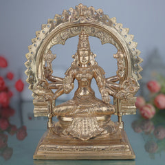 Handmade Bronze Vijaya Lakshmi Idol | Panchaloha Jaya Mahalakshmi Narayani Statue | South Indian Chola Art Lakshmi Devi Murti for Home Temple & Puja,Gold, 10 Inch, 1 Piece