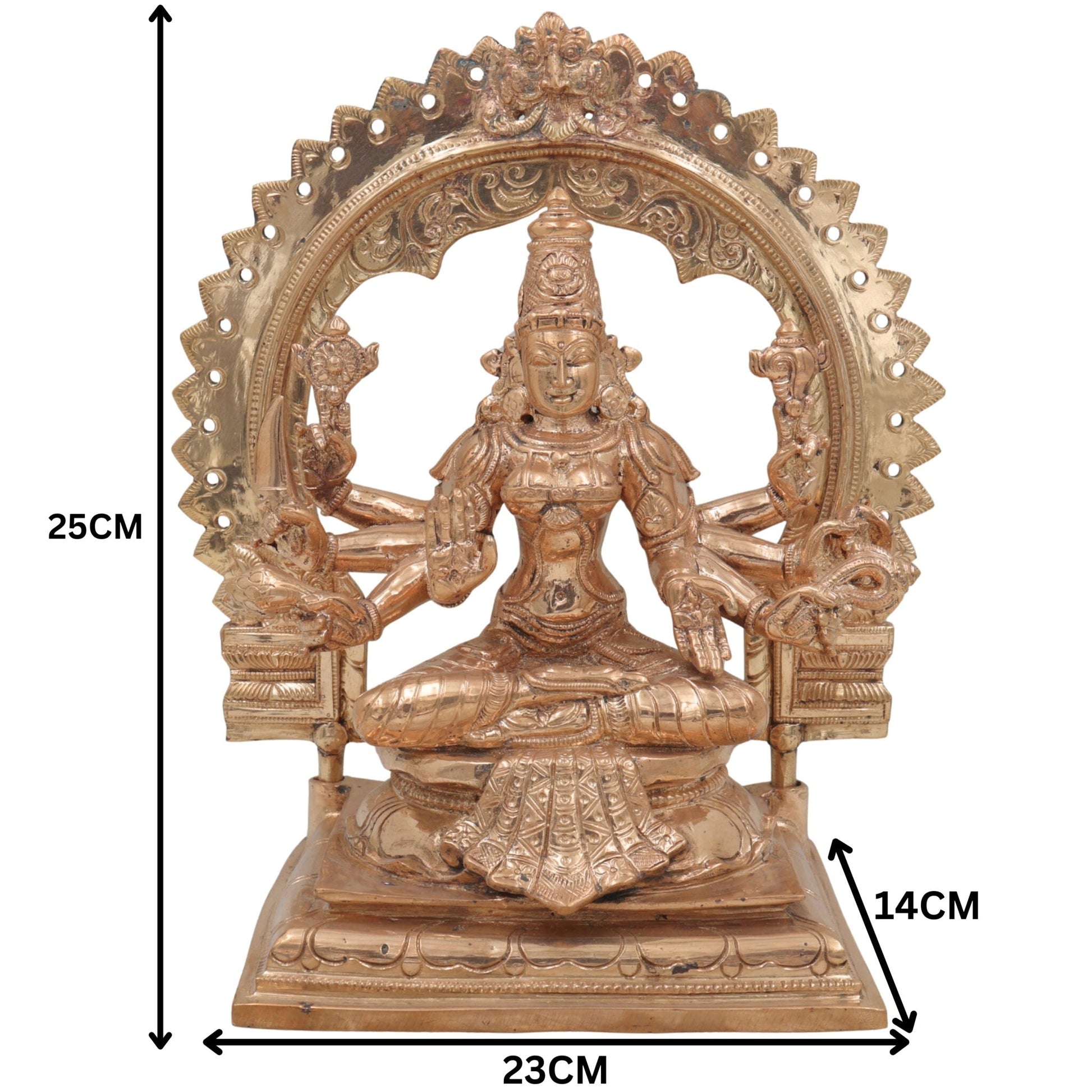 Handmade Bronze Vijaya Lakshmi Idol | Panchaloha Jaya Mahalakshmi Narayani Statue | South Indian Chola Art Lakshmi Devi Murti for Home Temple & Puja,Gold, 10 Inch, 1 Piece