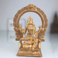 Handcrafted Bronze Rajarajeshwari Idol | Tripurasundari Lalita Devi Panchaloha Sculpture | South Indian Chola Art Goddess Murti for Pooja & Decor,Gold, 6.5 Inch, 1 Piece
