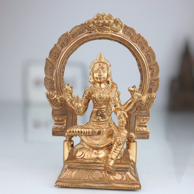 Handcrafted Bronze Rajarajeshwari Idol | Tripurasundari Lalita Devi Panchaloha Sculpture | South Indian Chola Art Goddess Murti for Pooja & Decor,Gold, 6.5 Inch, 1 Piece