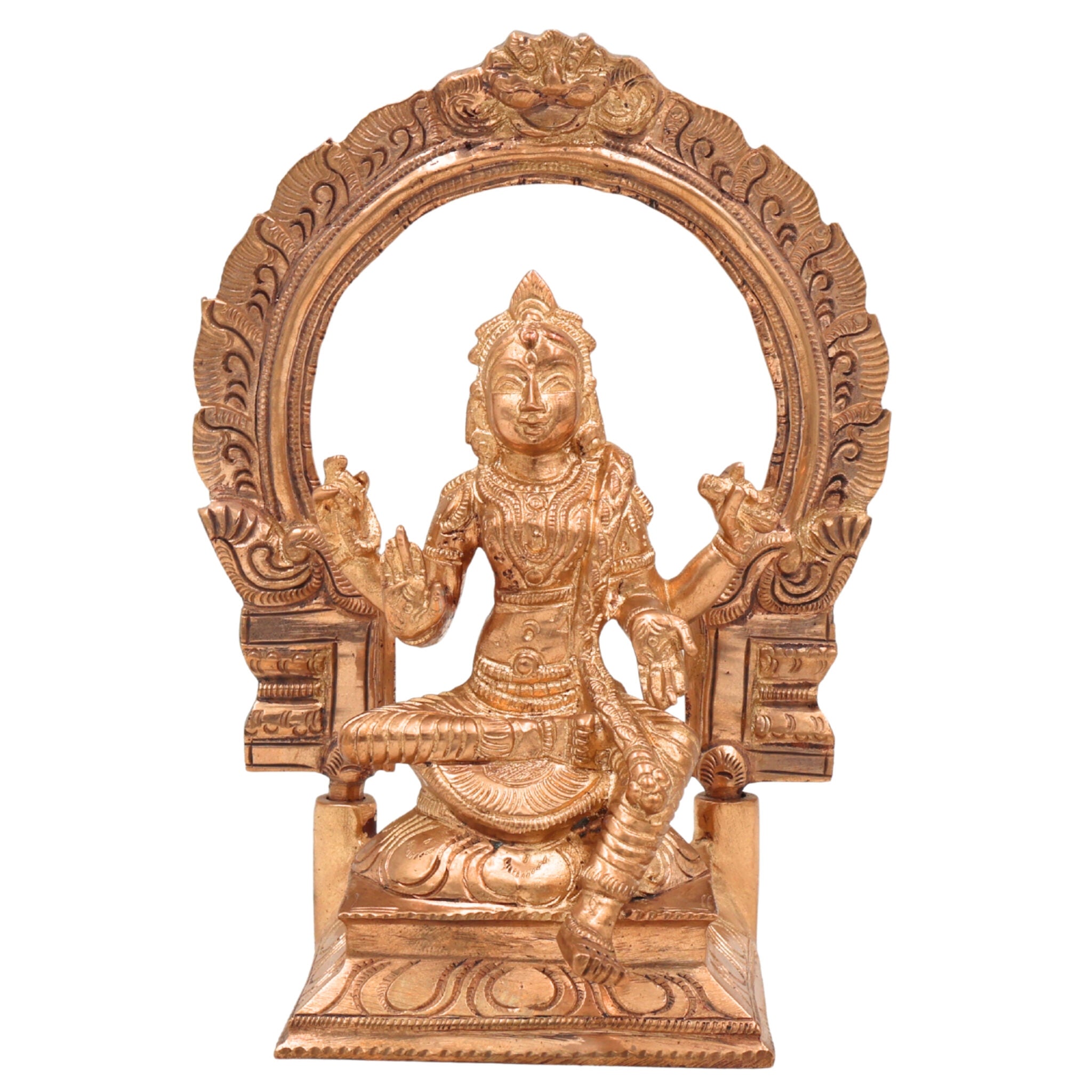 Handcrafted Bronze Rajarajeshwari Idol | Tripurasundari Lalita Devi Panchaloha Sculpture | South Indian Chola Art Goddess Murti for Pooja & Decor,Gold, 6.5 Inch, 1 Piece