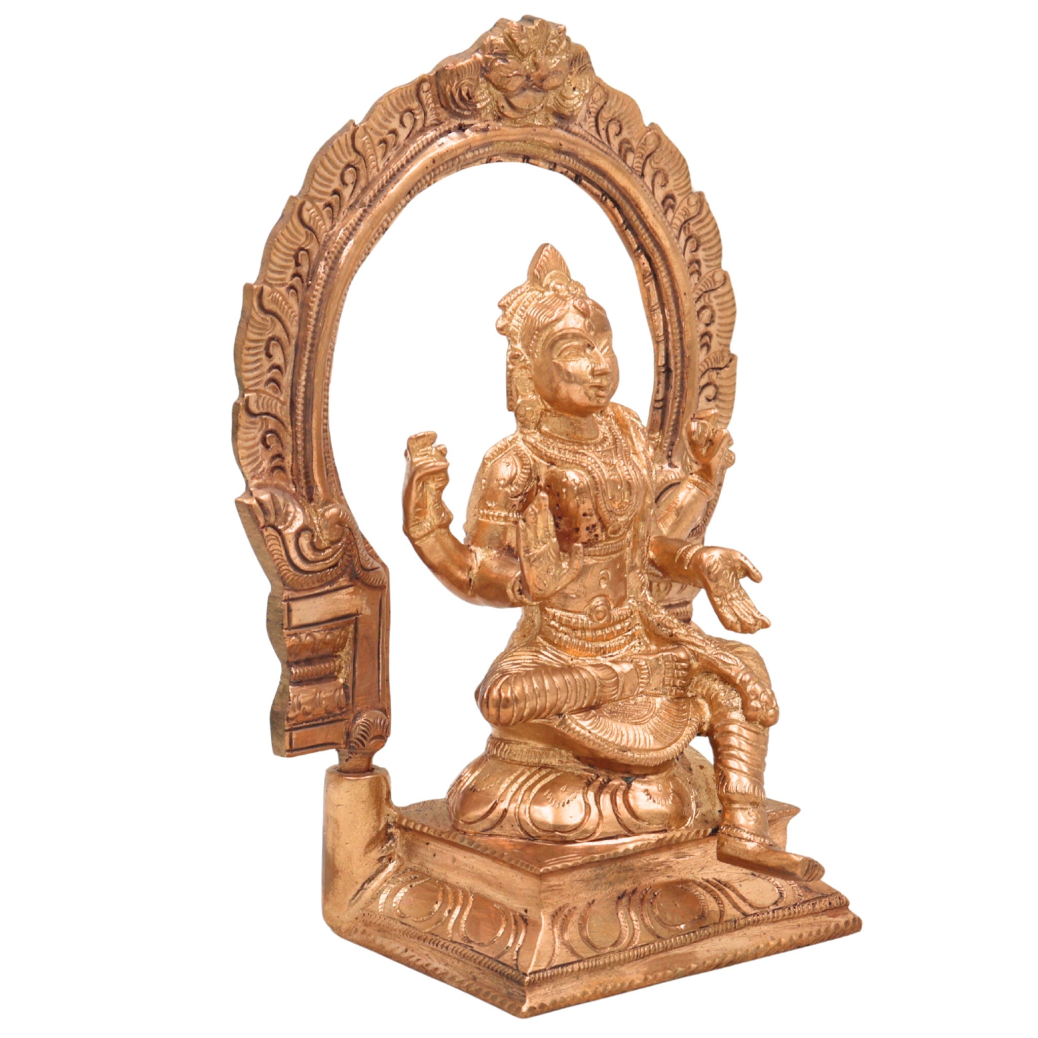 Handcrafted Bronze Rajarajeshwari Idol | Tripurasundari Lalita Devi Panchaloha Sculpture | South Indian Chola Art Goddess Murti for Pooja & Decor,Gold, 6.5 Inch, 1 Piece