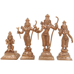 Handmade Panchaloha Bronze Rama Darbar Idol Set | Lord Rama Sita Laxman Hanuman Murti | Traditional Wax Cast Ram Darbar Sculpture for Pooja & Home Decor,Gold, 7 Inch, 1set