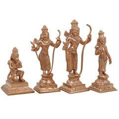 Handmade Panchaloha Bronze Rama Darbar Idol Set | Lord Rama Sita Laxman Hanuman Murti | Traditional Wax Cast Ram Darbar Sculpture for Pooja & Home Decor,Gold, 7 Inch, 1set