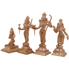 Handmade Panchaloha Bronze Rama Darbar Idol Set | Lord Rama Sita Laxman Hanuman Murti | Traditional Wax Cast Ram Darbar Sculpture for Pooja & Home Decor,Gold, 7 Inch, 1set