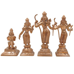 Handmade Panchaloha Bronze Rama Darbar Idol Set | Lord Rama Sita Laxman Hanuman Murti | Traditional Wax Cast Ram Darbar Sculpture for Pooja & Home Decor,Gold, 7 Inch, 1set