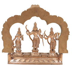 Handmade Panchaloha Bronze Rama Darbar Idol – Lord Rama Sita Laxman Statue with Peetam & Prabhavali, Traditional South Indian Ram Darbar Murti for Pooja & Home Temple,Gold, 9.5 Inch, 1 Piece