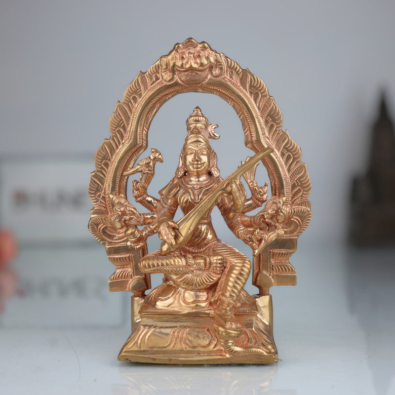 Raj Matangi Devi Bronze Idol, Handmade Panchaloha Murti, Traditional South Indian Goddess Matangi Statue for Puja & Temple Decor,Gold, 6.5 Inch, 1 Piece