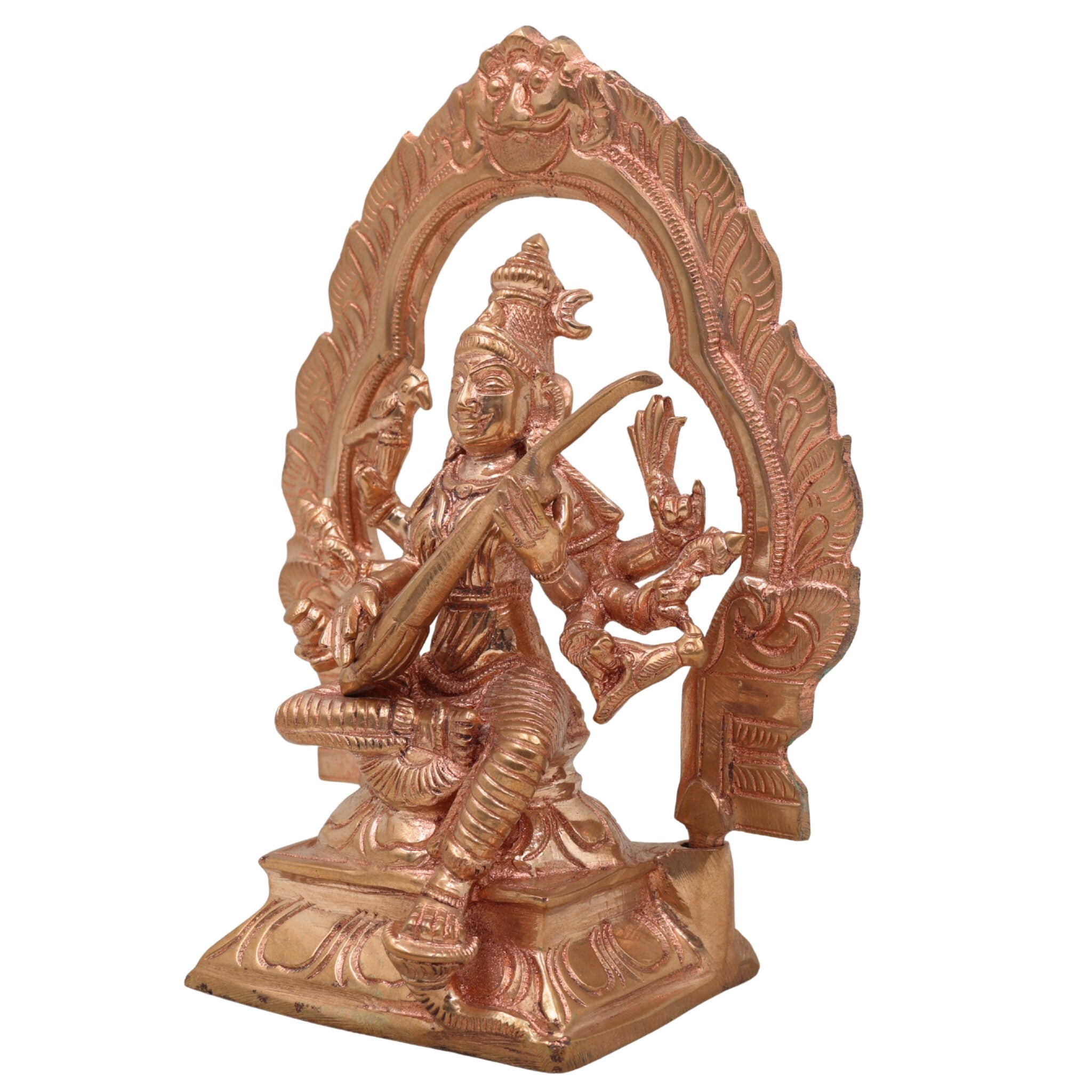 Raj Matangi Devi Bronze Idol, Handmade Panchaloha Murti, Traditional South Indian Goddess Matangi Statue for Puja & Temple Decor,Gold, 6.5 Inch, 1 Piece