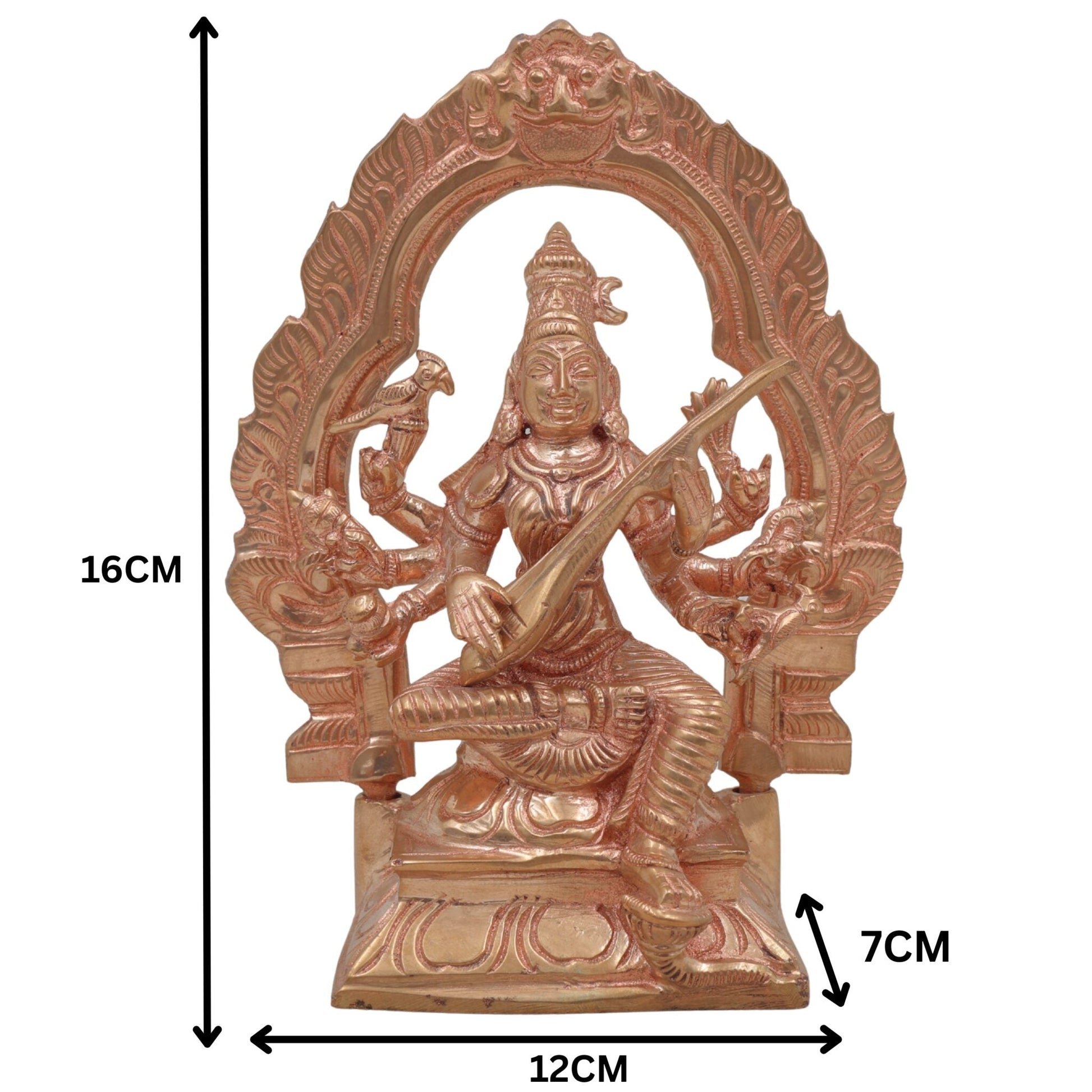Raj Matangi Devi Bronze Idol, Handmade Panchaloha Murti, Traditional South Indian Goddess Matangi Statue for Puja & Temple Decor,Gold, 6.5 Inch, 1 Piece