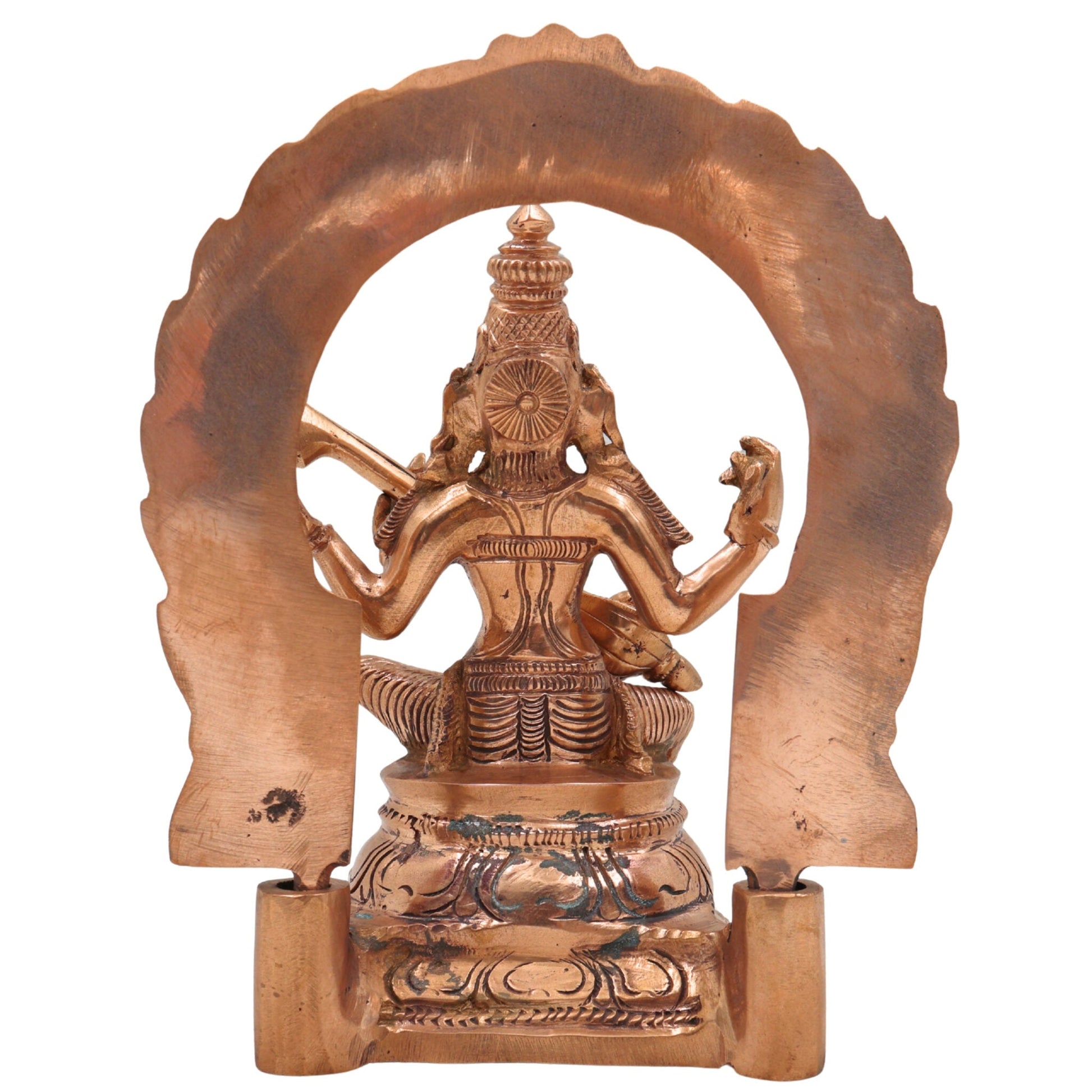 Handcrafted Panchaloha Bronze Saraswati Idol, Traditional Saraswati Murti, Goddess of Knowledge, Veena Saraswati Statue for Puja & Home Decor,Gold, 6 Inch, 1 Piece