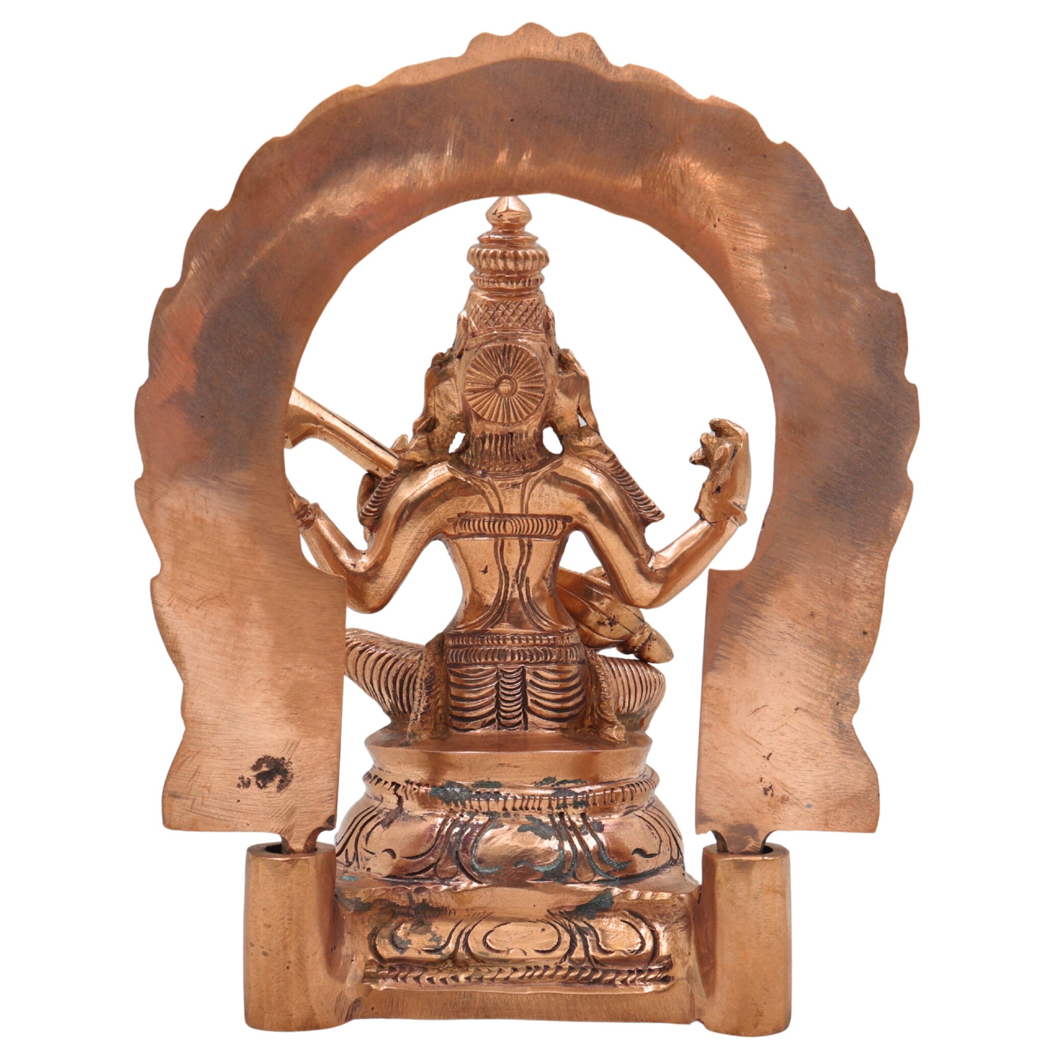 Handcrafted Panchaloha Bronze Saraswati Idol, Traditional Saraswati Murti, Goddess of Knowledge, Veena Saraswati Statue for Puja & Home Decor,Gold, 6 Inch, 1 Piece