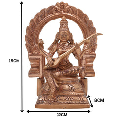 Handcrafted Panchaloha Bronze Saraswati Idol, Traditional Saraswati Murti, Goddess of Knowledge, Veena Saraswati Statue for Puja & Home Decor,Gold, 6 Inch, 1 Piece