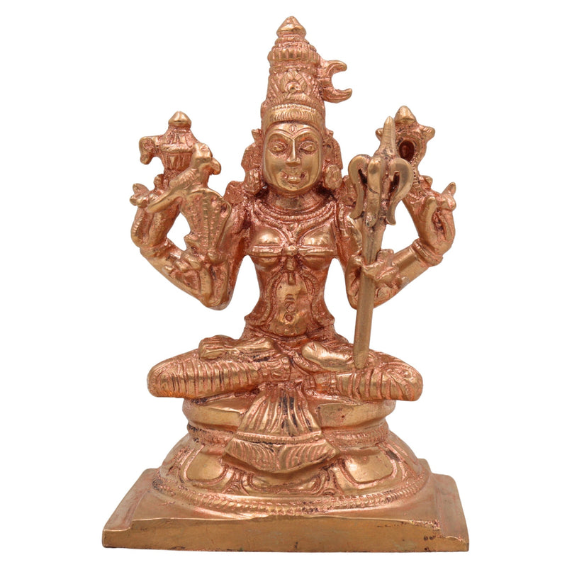 Handcrafted Bronze Kamakshi Amman Idol – Panchaloha Kanchi Kamakshi Devi Statue in Chola Style for Pooja & Temple Decor,Gold, 5.5 Inch, 1 Piece