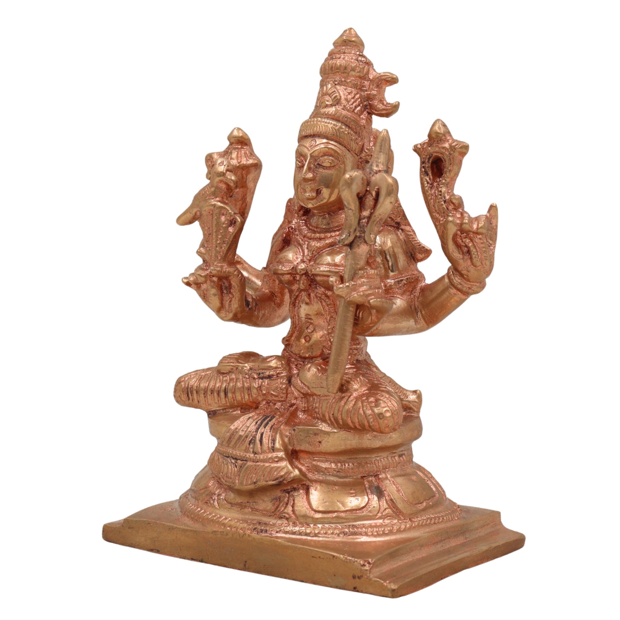 Handcrafted Bronze Kamakshi Amman Idol – Panchaloha Kanchi Kamakshi Devi Statue in Chola Style for Pooja & Temple Decor,Gold, 5.5 Inch, 1 Piece