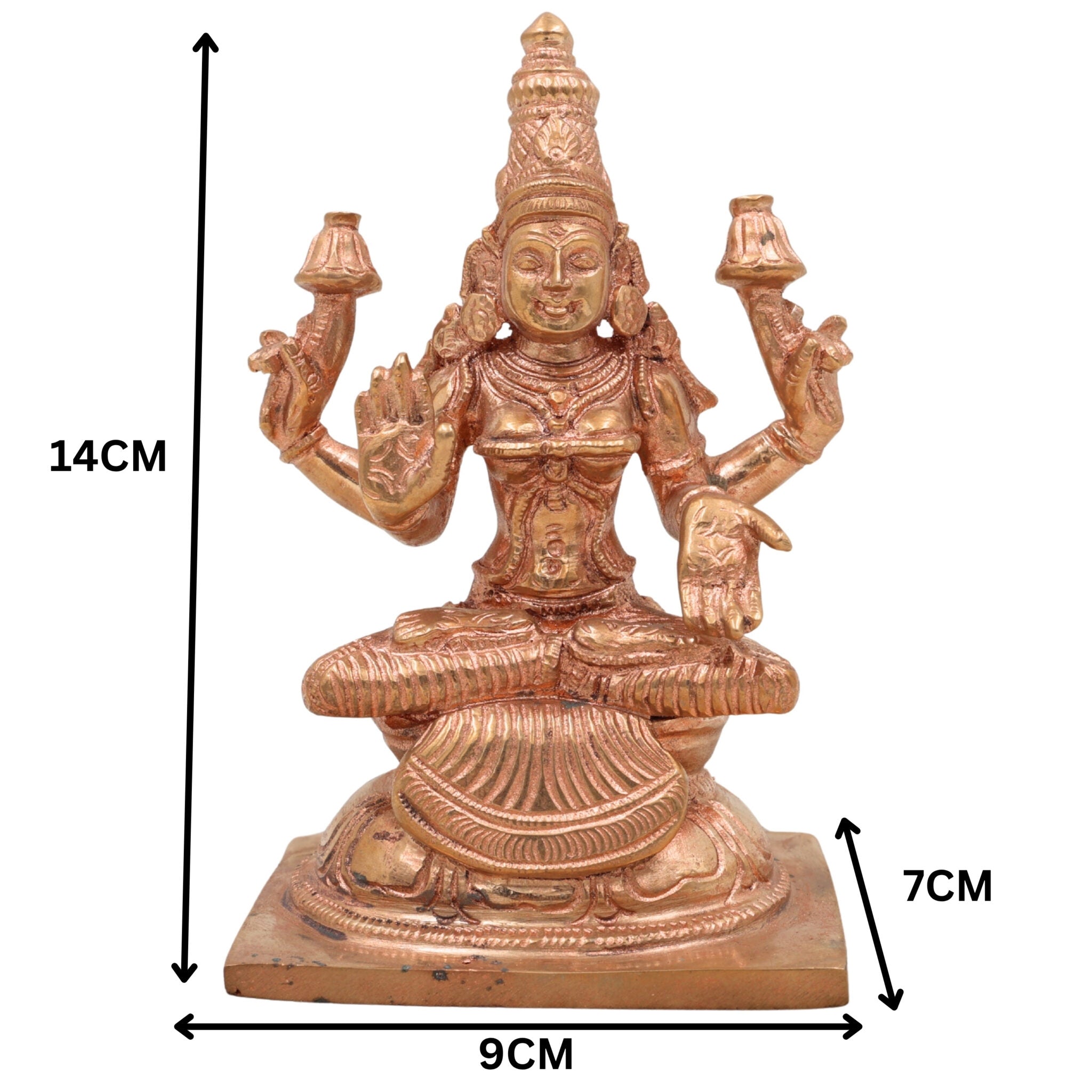 Handcrafted Panchaloha Mahalakshmi Idol | Bronze Sri Lakshmi | Maha Laxmi | Kamala Devi Murti for Pooja & Home Decor,Gold, 5.5 Inch, 1 Piece