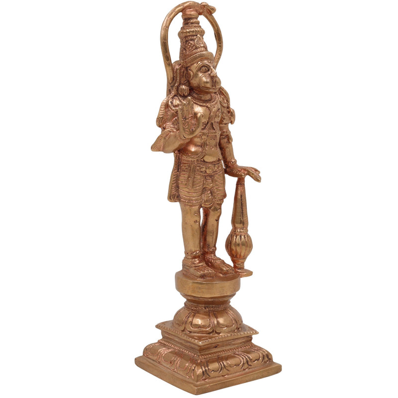Handcrafted Bronze Panchaloha Hanuman Idol | Anjaneya, Bajrang Bali, Veer Maruti Murti for Home Temple & Pooja,Gold, 8.5 Inch, 1 Piece