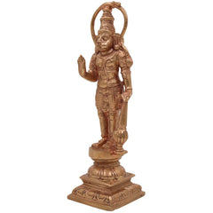 Handcrafted Bronze Panchaloha Hanuman Idol | Anjaneya, Bajrang Bali, Veer Maruti Murti for Home Temple & Pooja,Gold, 8.5 Inch, 1 Piece