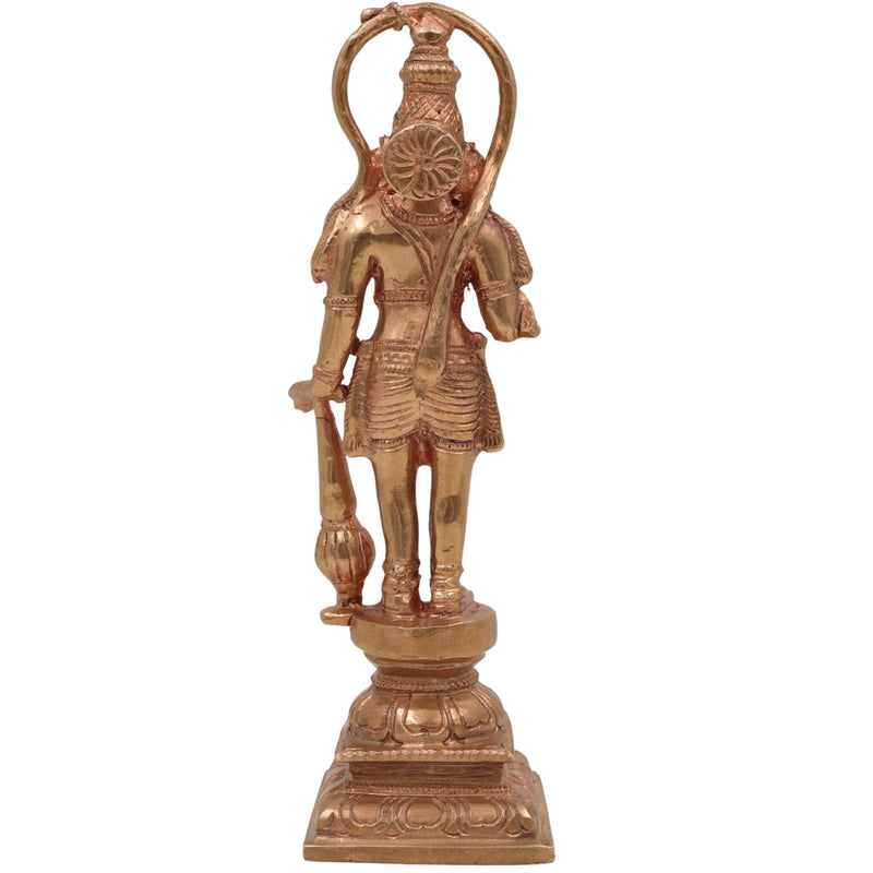Handcrafted Bronze Panchaloha Hanuman Idol | Anjaneya, Bajrang Bali, Veer Maruti Murti for Home Temple & Pooja,Gold, 8.5 Inch, 1 Piece