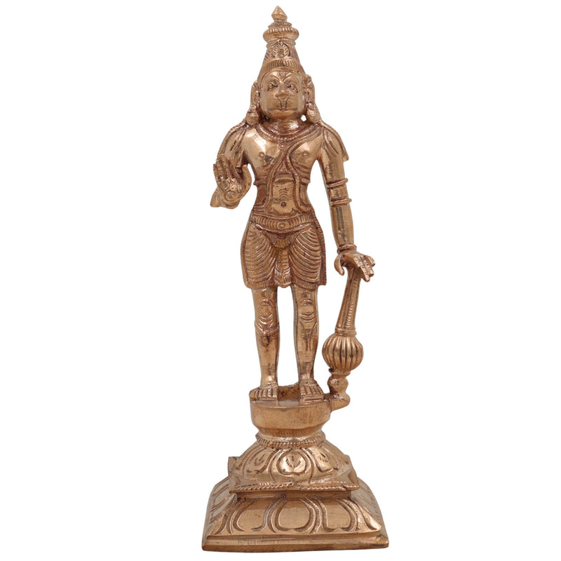 Handcrafted Panchaloha Hanuman Idol in Bronze – Ram Bhakt Anjaneya Murti | Bajrang Bali | South Indian Chola Art Sculpture (21cm),Gold, 8.5 Inch, 1 Piece