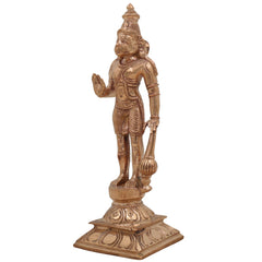 Handcrafted Panchaloha Hanuman Idol in Bronze – Ram Bhakt Anjaneya Murti | Bajrang Bali | South Indian Chola Art Sculpture (21cm),Gold, 8.5 Inch, 1 Piece