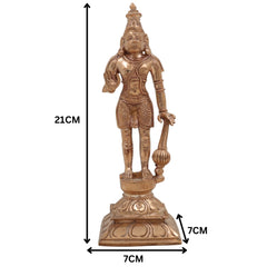 Handcrafted Panchaloha Hanuman Idol in Bronze – Ram Bhakt Anjaneya Murti | Bajrang Bali | South Indian Chola Art Sculpture (21cm),Gold, 8.5 Inch, 1 Piece