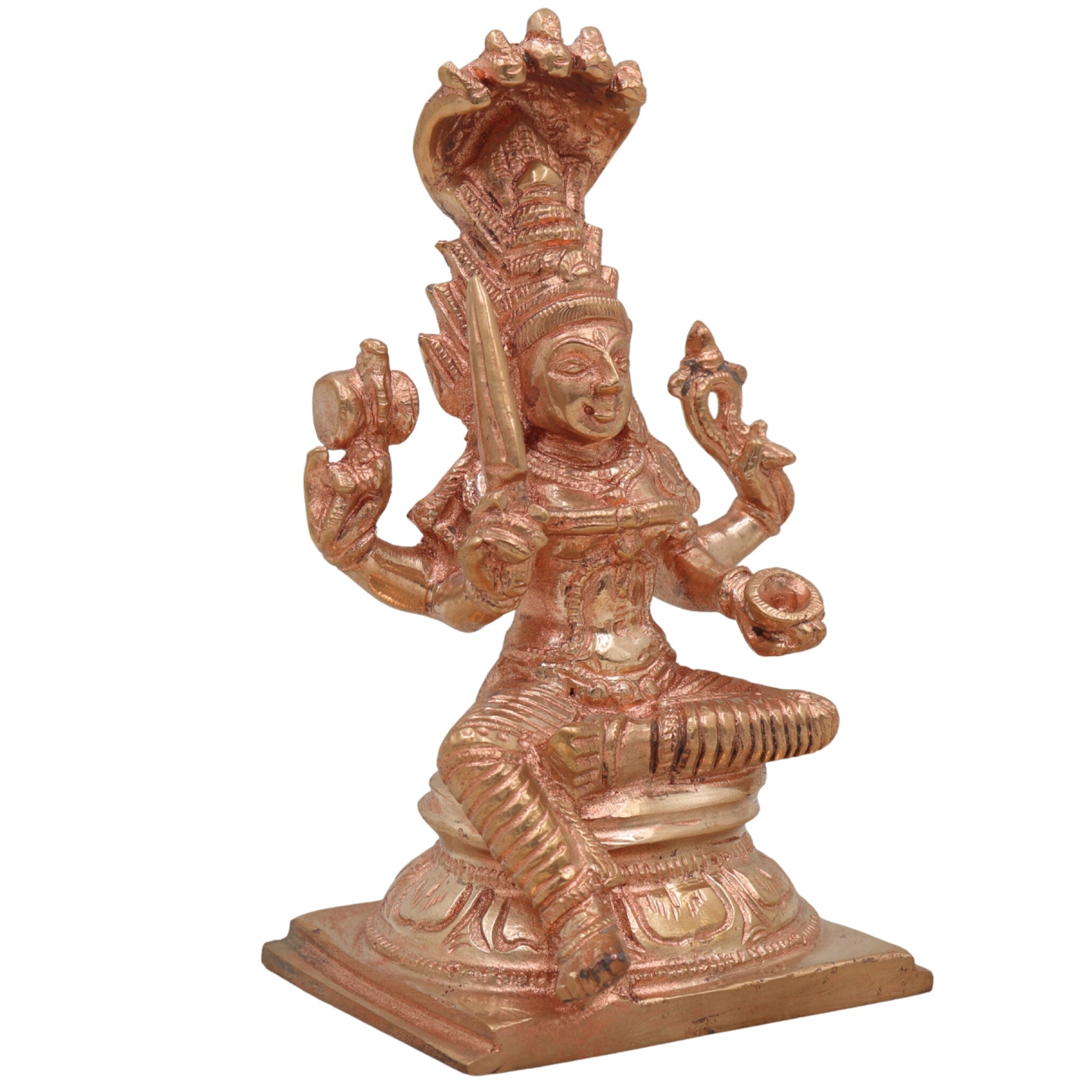 Handcrafted Bronze Mariamman Idol – Samayapuram Karumari Amman | Panchaloha Grama Devata | South Indian Chola Art Sculpture,Gold, 6 Inch, 1 Piece