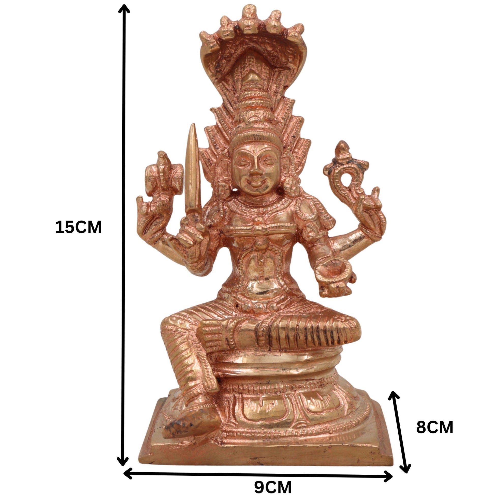 Handcrafted Bronze Mariamman Idol – Samayapuram Karumari Amman | Panchaloha Grama Devata | South Indian Chola Art Sculpture,Gold, 6 Inch, 1 Piece