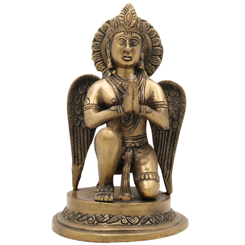 Brass Garuda Deva Idol | Vishnu Vahana Suparna Murti | Pital Garuda Swamy Statue for Home Temple & Pooja Decor,Gold, 9.5 Inch, 1 Piece