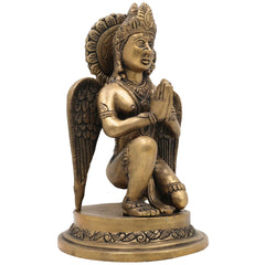 Brass Garuda Deva Idol | Vishnu Vahana Suparna Murti | Pital Garuda Swamy Statue for Home Temple & Pooja Decor,Gold, 9.5 Inch, 1 Piece