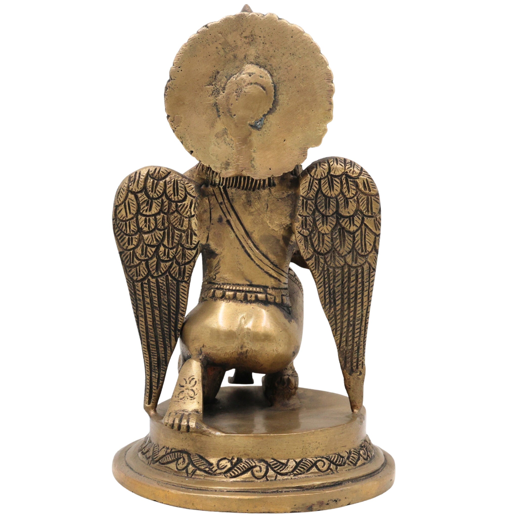 Brass Garuda Deva Idol | Vishnu Vahana Suparna Murti | Pital Garuda Swamy Statue for Home Temple & Pooja Decor,Gold, 9.5 Inch, 1 Piece