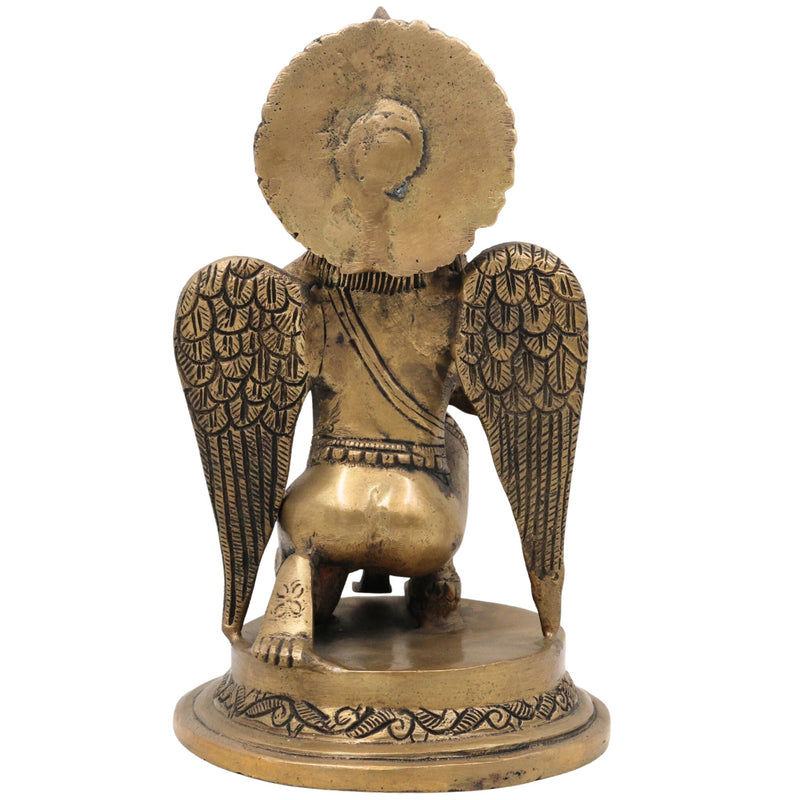 Brass Garuda Deva Idol | Vishnu Vahana Suparna Murti | Pital Garuda Swamy Statue for Home Temple & Pooja Decor,Gold, 9.5 Inch, 1 Piece