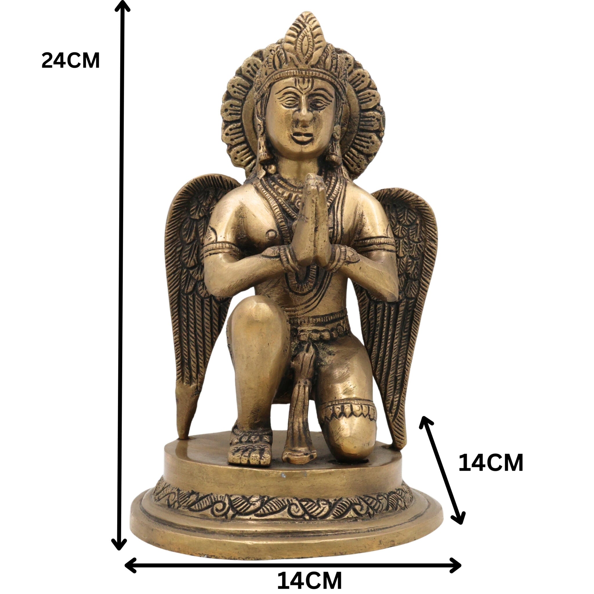 Brass Garuda Deva Idol | Vishnu Vahana Suparna Murti | Pital Garuda Swamy Statue for Home Temple & Pooja Decor,Gold, 9.5 Inch, 1 Piece