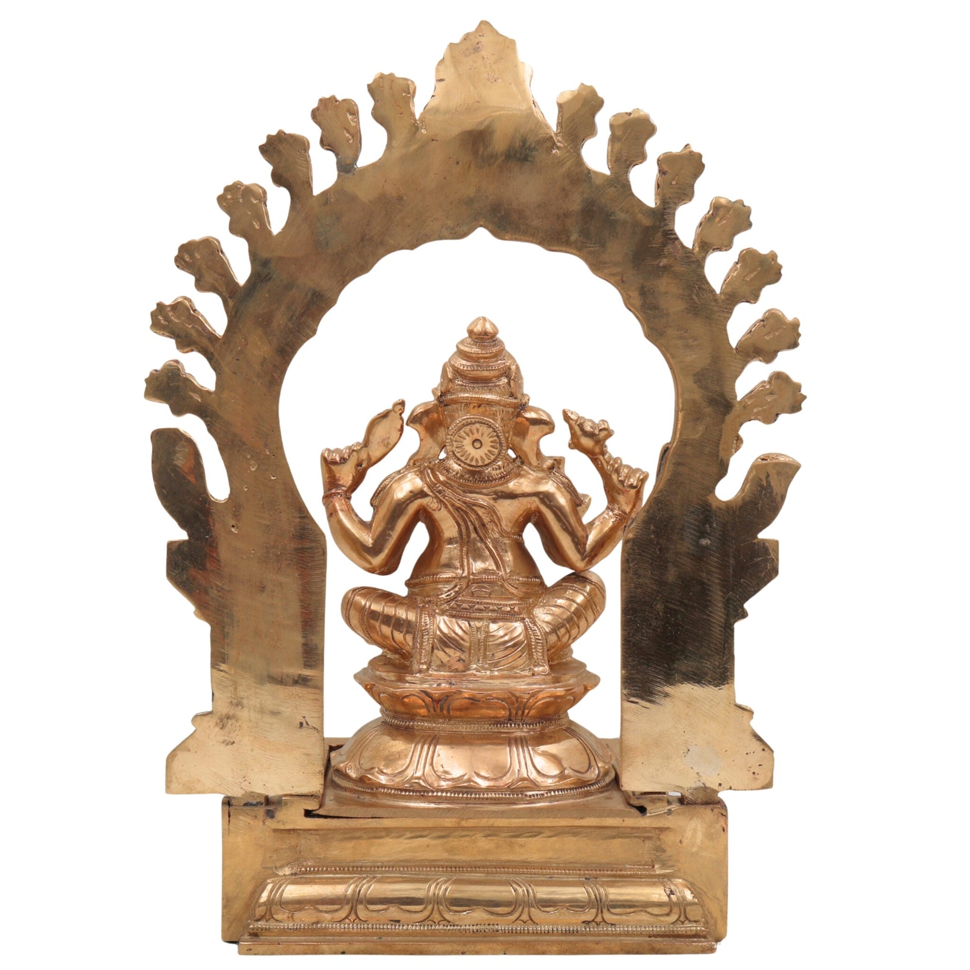 Handcrafted Panchaloha Ganesha Idol, Bronze Vinayaka Ganapati Murti, Chola Art Kanchu Ganesh Statue for Home Temple & Gift,Gold, 13 Inch, 1 Piece