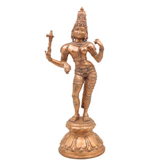 Bronze Ardhanarishvara Silai, Panchaloha Ardhanari Statue, Ardhanareshwar Murti, Shiva Parvati Idol, 13 Inch Gold, 1 Piece