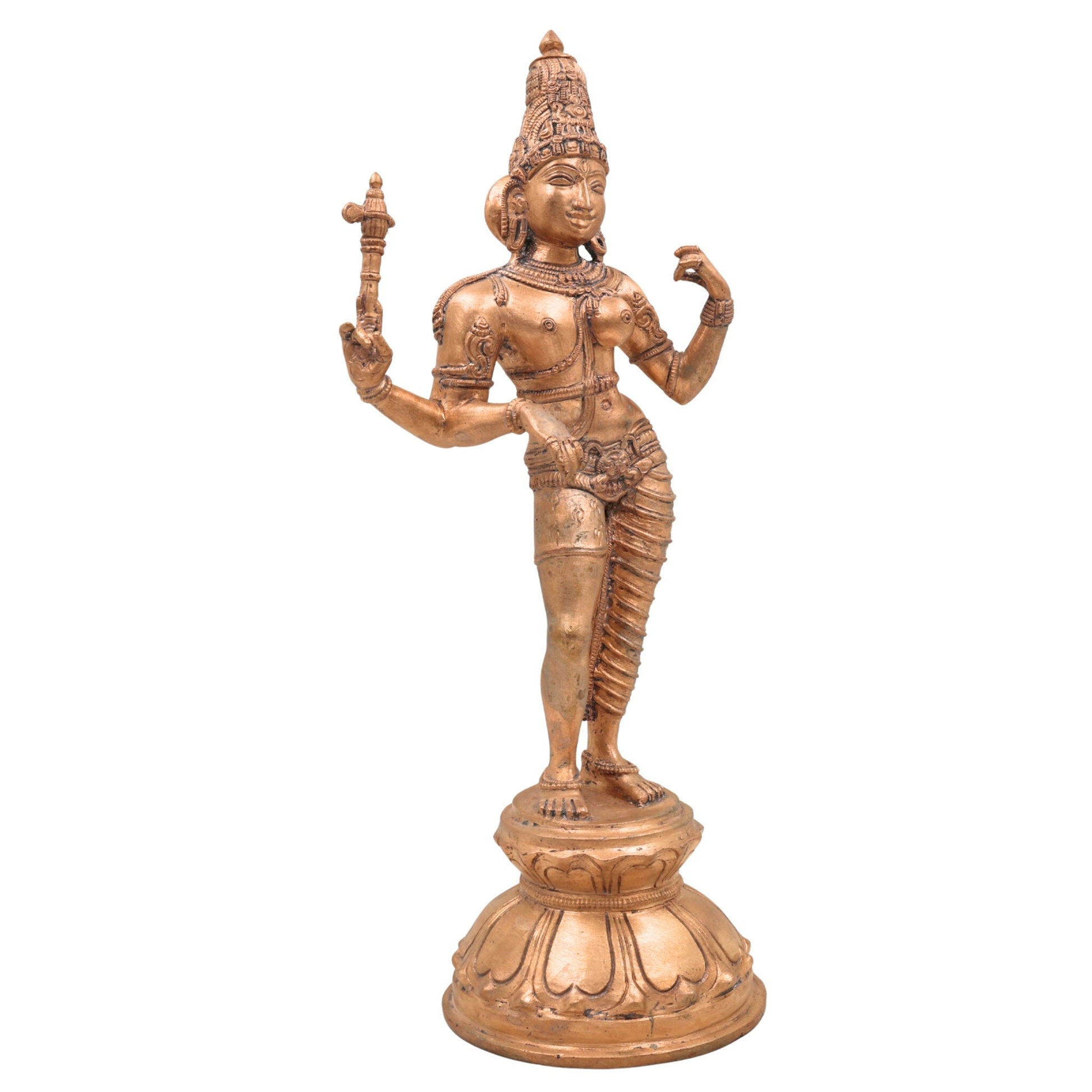 Bronze Ardhanarishvara Silai, Panchaloha Ardhanari Statue, Ardhanareshwar Murti, Shiva Parvati Idol, 13 Inch Gold, 1 Piece