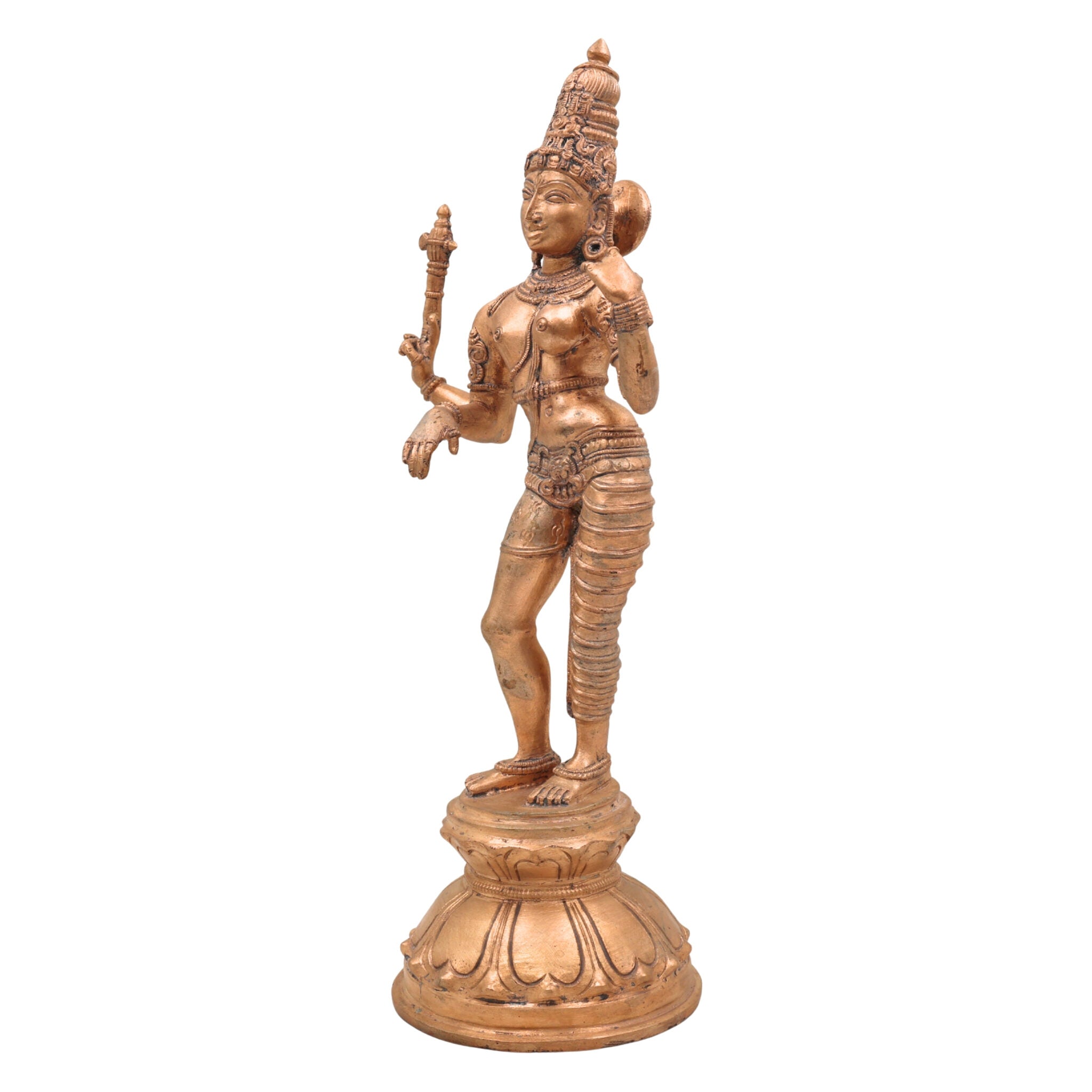Bronze Ardhanarishvara Silai, Panchaloha Ardhanari Statue, Ardhanareshwar Murti, Shiva Parvati Idol, 13 Inch Gold, 1 Piece