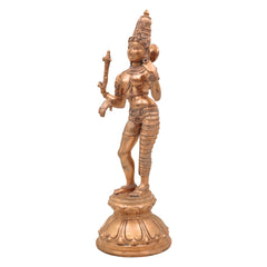 Bronze Ardhanarishvara Silai, Panchaloha Ardhanari Statue, Ardhanareshwar Murti, Shiva Parvati Idol, 13 Inch Gold, 1 Piece