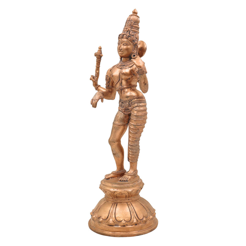 Bronze Ardhanarishvara Silai, Panchaloha Ardhanari Statue, Ardhanareshwar Murti, Shiva Parvati Idol, 13 Inch Gold, 1 Piece