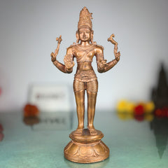 Handmade Bronze Shiva Idol Panchaloha Statue | Mahadev, Nataraja, Neelkanth Murti for Temple & Home Decor,Gold, 13 Inch, 1 Piece