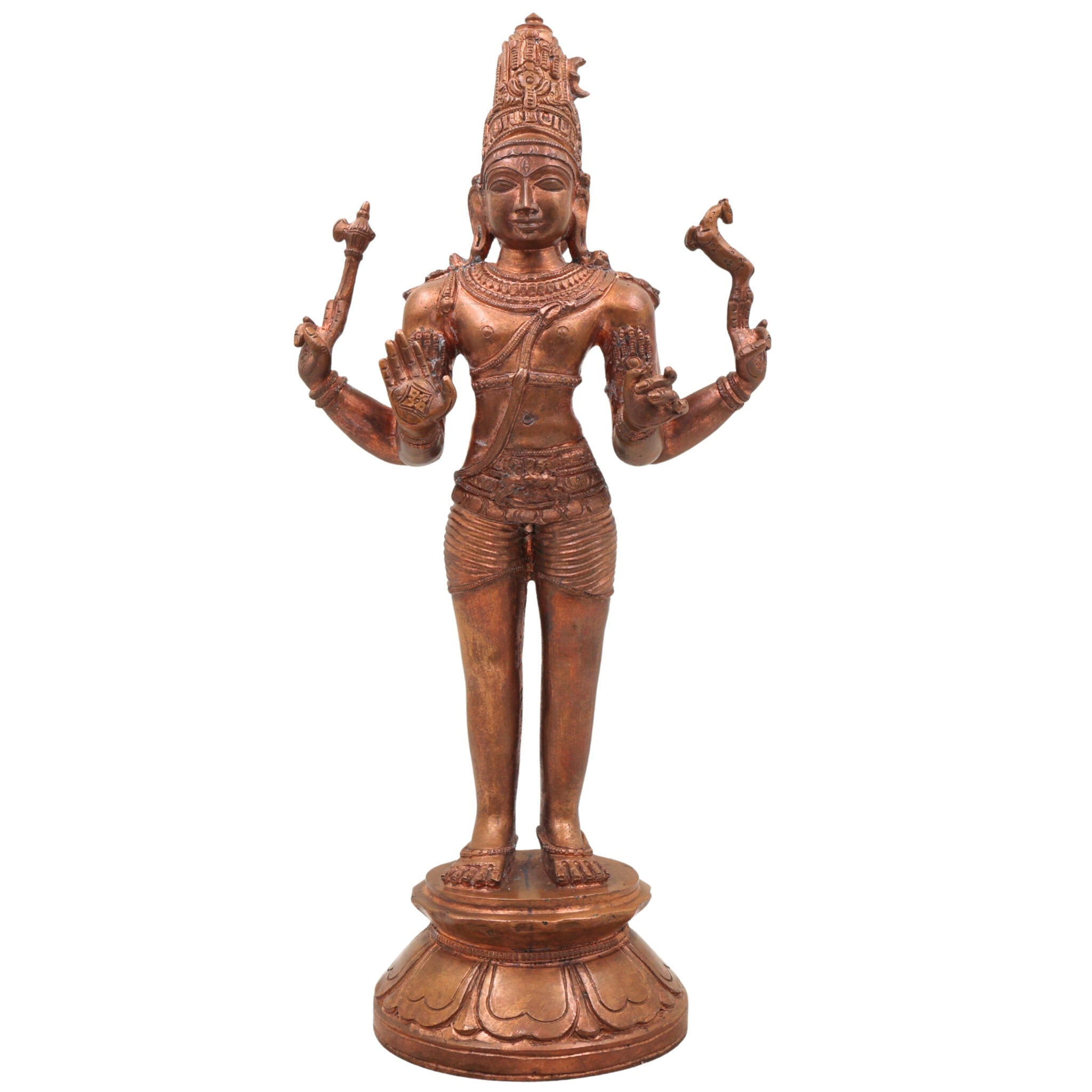 Handmade Bronze Shiva Idol Panchaloha Statue | Mahadev, Nataraja, Neelkanth Murti for Temple & Home Decor,Gold, 13 Inch, 1 Piece
