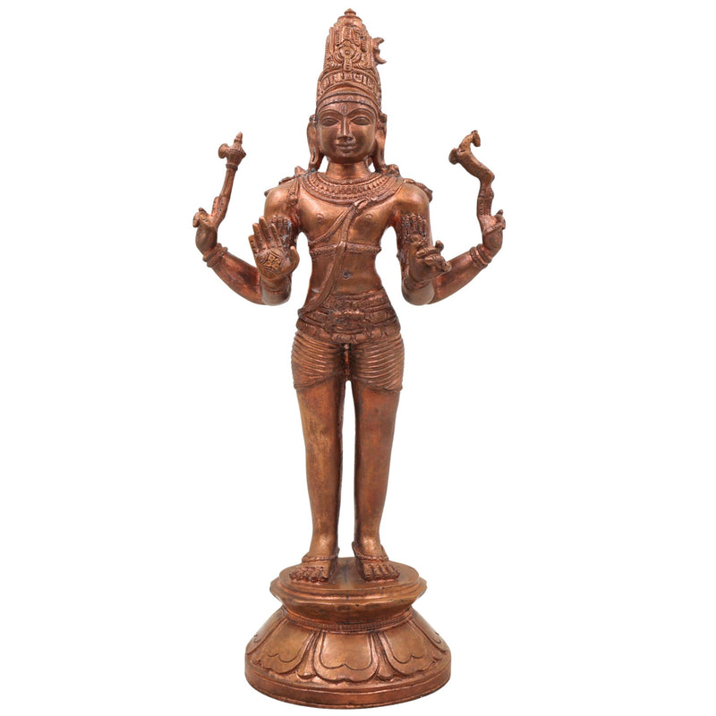 Handmade Bronze Shiva Idol Panchaloha Statue | Mahadev, Nataraja, Neelkanth Murti for Temple & Home Decor,Gold, 13 Inch, 1 Piece